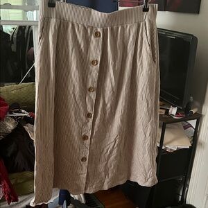 Elegant Beige Striped A-Line Skirt